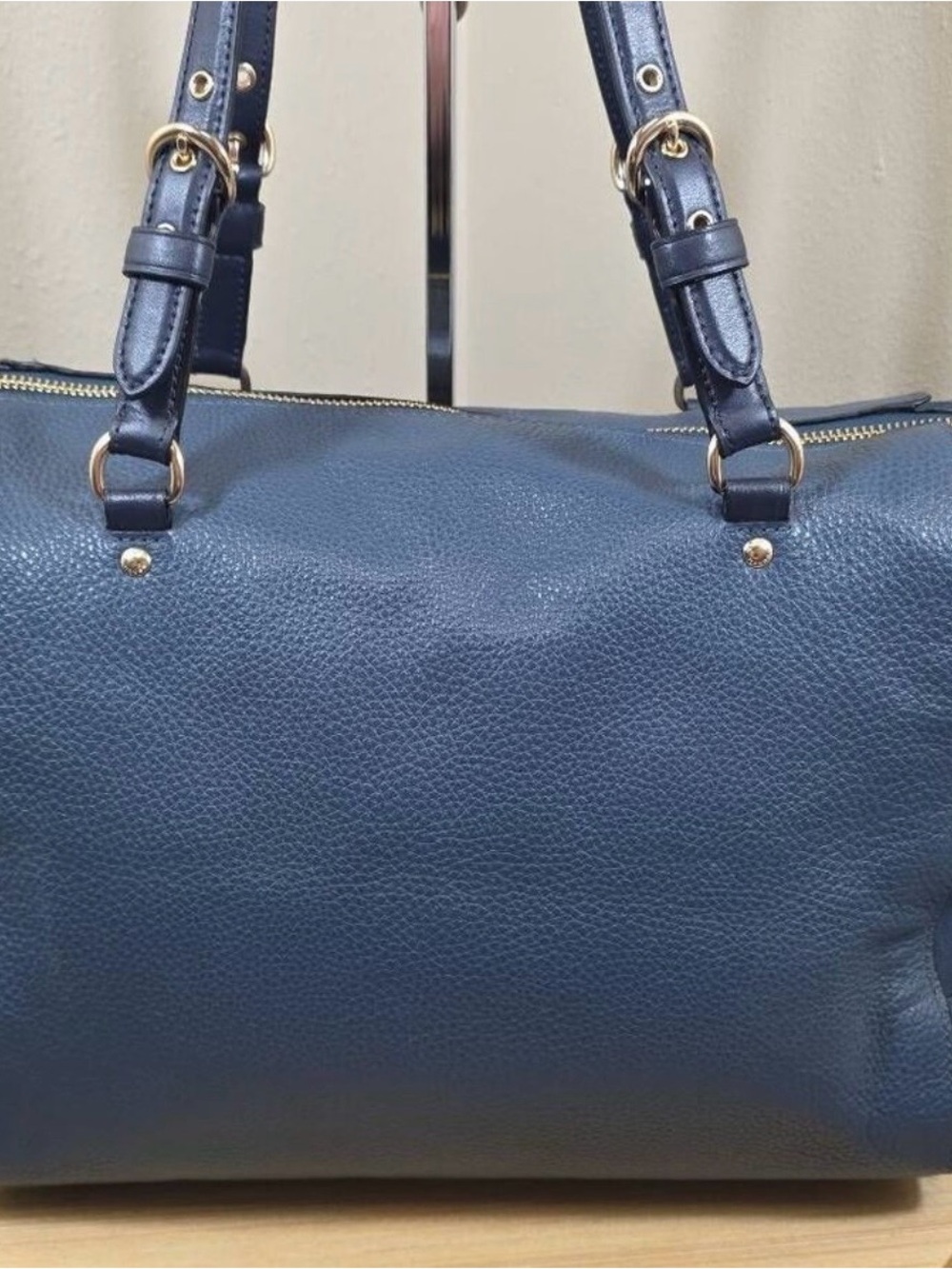 Coach Pebbled Leather Satchel - Navy with Gold Hardware - Picture 2 of 11